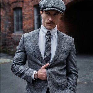 Gray Tweed Newsboy Cap - Unisex